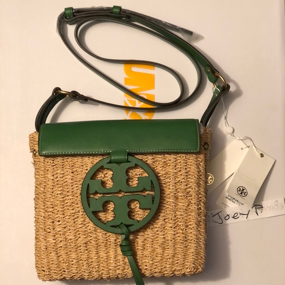 Tory Burch Miller Straw Crossbody Purse Bag $378